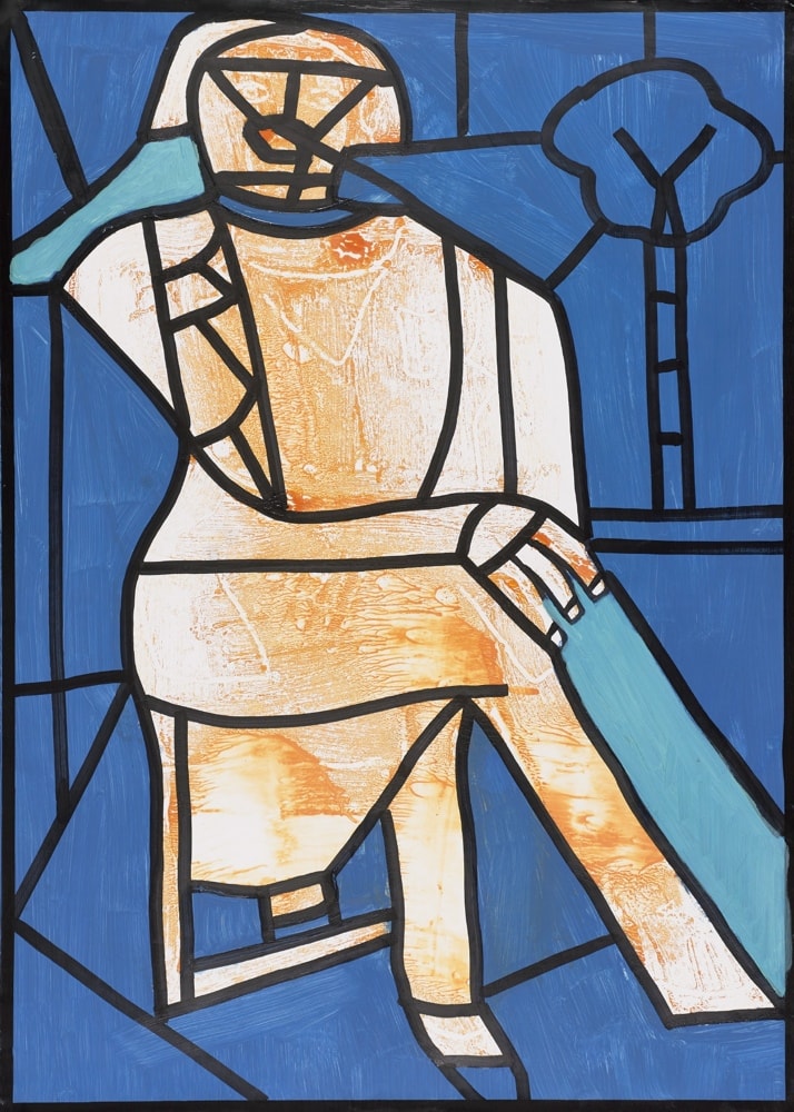 Homme assis - Peinture de Claude Tironneau