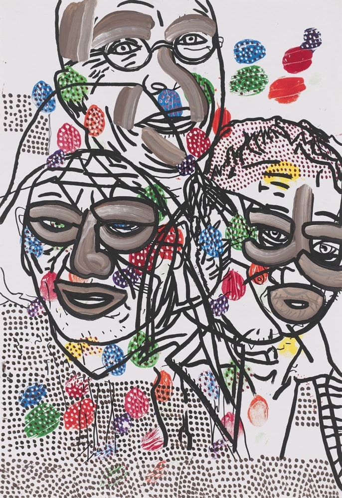Trois têtes en noir - Peinture de Claude Tironneau